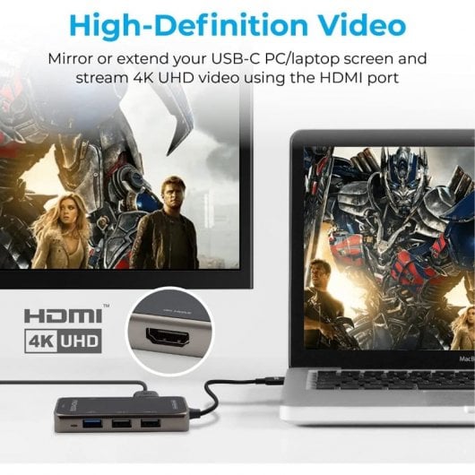 Promate PrimeHub-Lite USB-C Multiport Hub auf HDMI 4K/USB 3.0/USB 2.0/SD