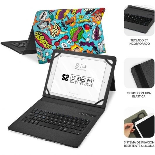 Custodia con tastiera Bluetooth Subblim Keytab Pro Comic per tablet da 9-11".