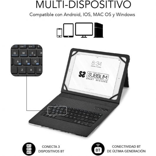 Custodia con tastiera Bluetooth Subblim Keytab Pro Comic per tablet da 9-11".