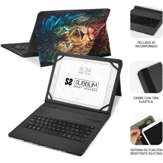 Custodia Subblim Keytab Pro con tastiera Lion Bluetooth per tablet da 9-11".