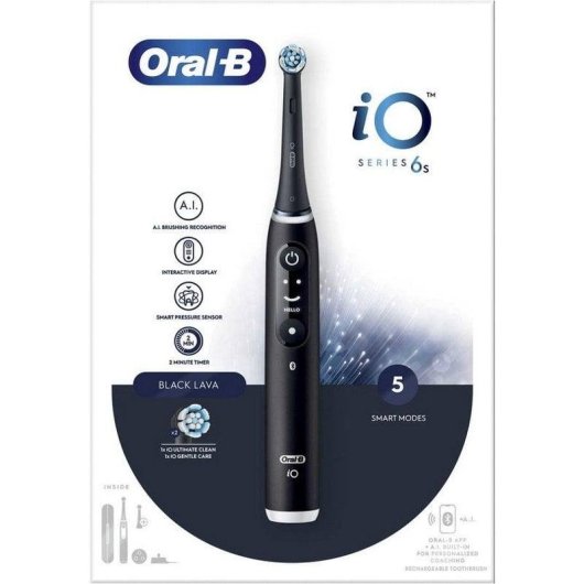 Oszillierende Zahnbürste Braun Oral-B iO 6 S 5 Modi 2 Bürstenköpfe Drucksensor Timer Bluetooth Display Etui