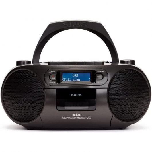 Aiwa Boombox BBTC-660DABBK CD-Player Bluetooth/USB/MP3/Kassetten grau