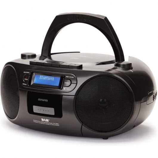 Aiwa Boombox BBTC-660DABBK Lettore CD Bluetooth/USB/MP3/Cassette Grigio