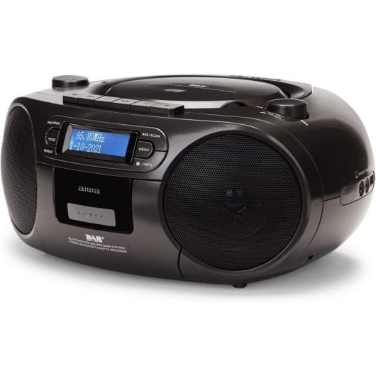 Aiwa Boombox BBTC-660DABBK Lettore CD Bluetooth/USB/MP3/Cassette Grigio