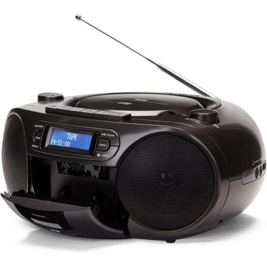 Aiwa Boombox BBTC-660DABBK CD-Player Bluetooth/USB/MP3/Kassetten grau