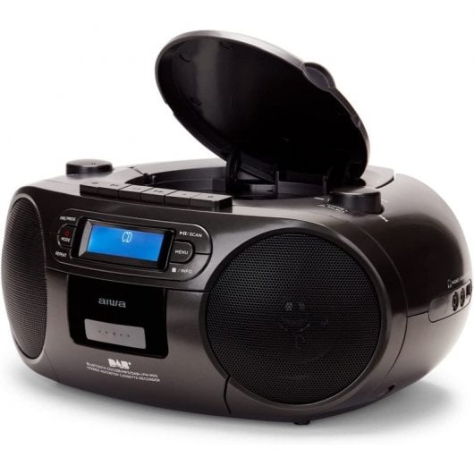 Aiwa Boombox BBTC-660DABBK CD-Player Bluetooth/USB/MP3/Kassetten grau