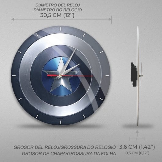 Marvel Captain America Wanduhr 001 Hellblau