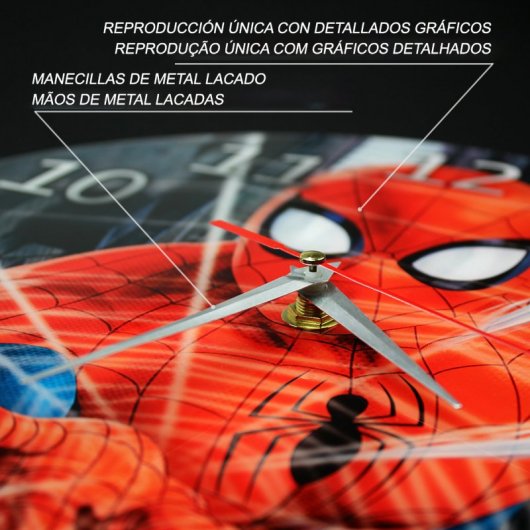 Marvel Reloj de Pared Spiderman 001 Negro Brillante
