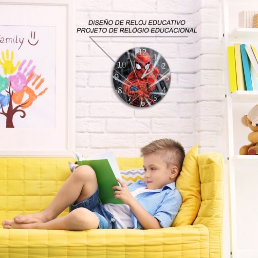 Marvel Reloj de Pared Spiderman 001 Negro Brillante