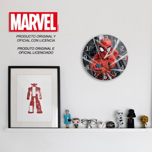 Marvel Reloj de Pared Spiderman 001 Negro Brillante