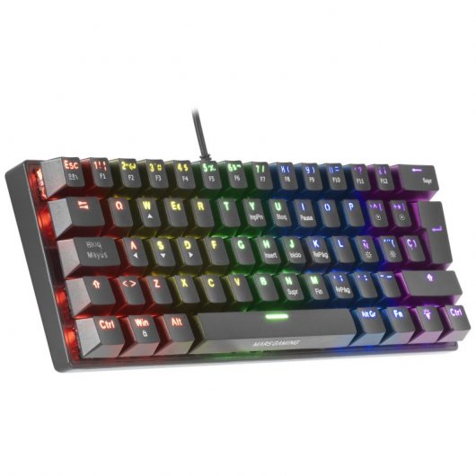 Mars Gaming MK60 Teclado Mecânico Preto FRGB Switch Vermelho Layout Espanhol