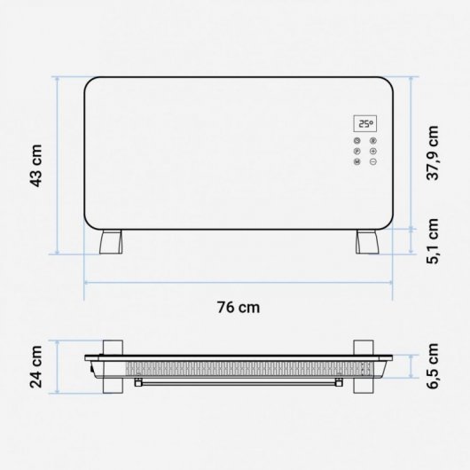 Universal Blue Cala Conta 5015B Panel Calefactor de Cristal Negro WiFi 1500W