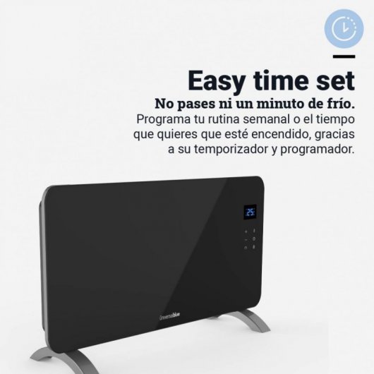 Universal Blue Cala Conta 5015B Panel Calefactor de Cristal Negro WiFi 1500W