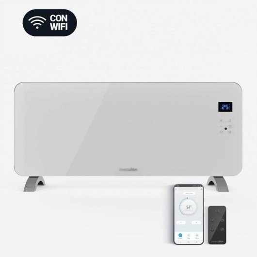 Pannello Radiante Universal Blue Cala Conta 2000W Wifi Vetro Bianco Programmazioni