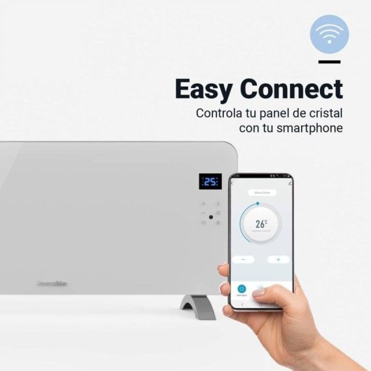 Pannello Radiante Universal Blue Cala Conta 2000W Wifi Vetro Bianco Programmazioni