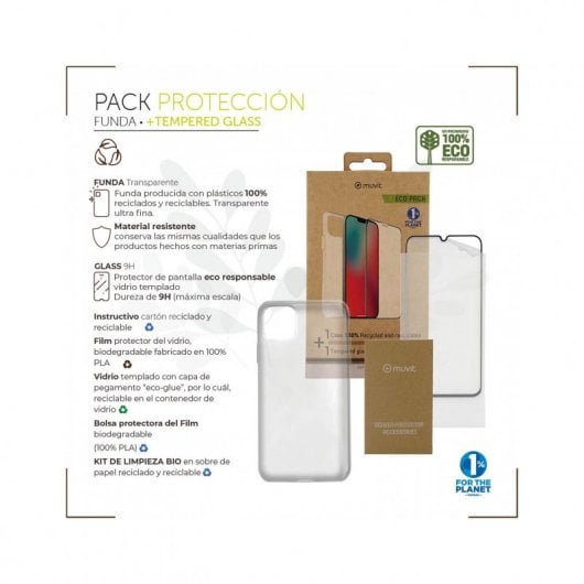 Muvit for Change Case para Apple iPhone 14 + Protetor de Vidro Temperado Plano Moldura Preta