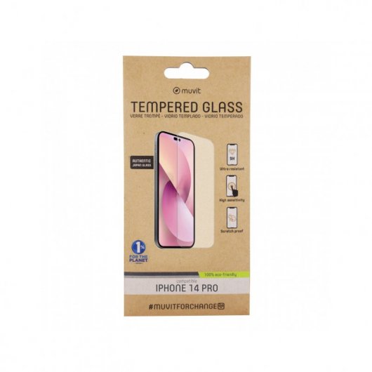 Muvit for Change Protecteur en Verre Trempé Plat pour Apple iPhone 14 Pro