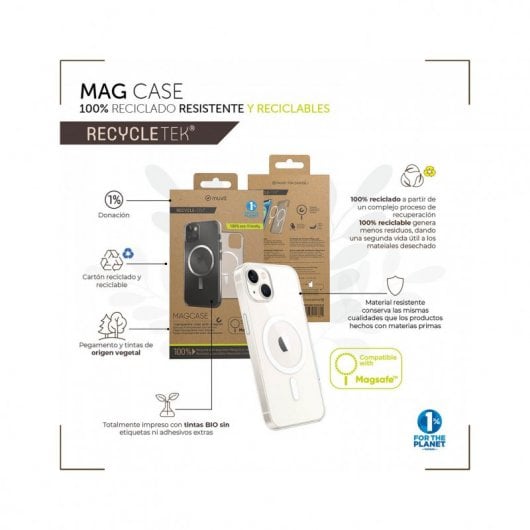 Custodia trasparente Muvit for Change Recycletek Magsafe per Apple iPhone 14 Pro Max