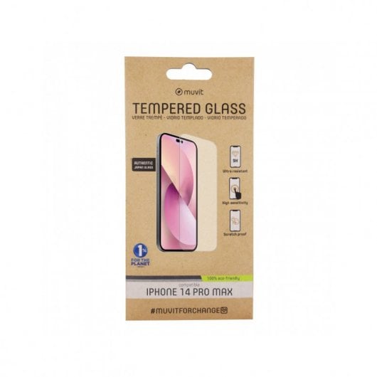 Muvit for Change Protector Cristal Templado Plano para Apple iPhone 14 Pro Max