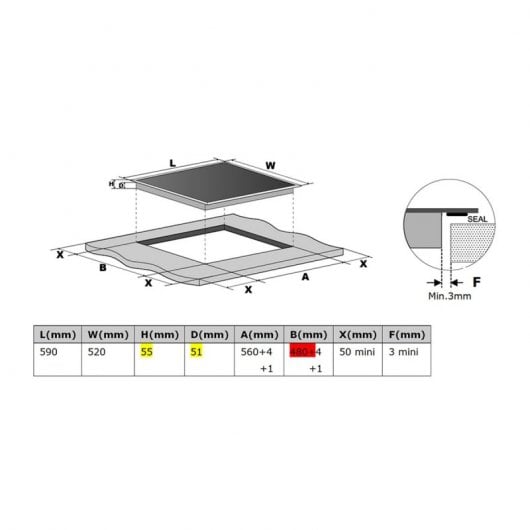 Piano cottura in vetroceramica a 3 zone Midea MC-HT341, 60 cm, nero