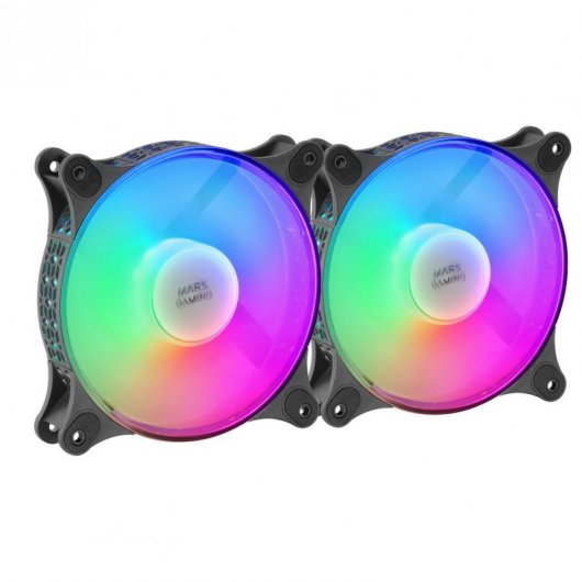 Mars Gaming MFDUO Kit 2 Ventoinhas FRGB Rainbow 120mm Pretas