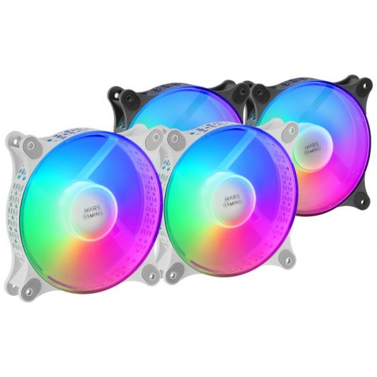 Mars Gaming MFDUO Kit 2 Ventoinhas FRGB Rainbow 120mm Brancas