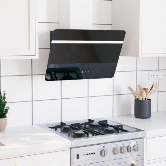 VidaXL Hotte décorative 60 cm C Acier inoxydable/Verre trempé Noir