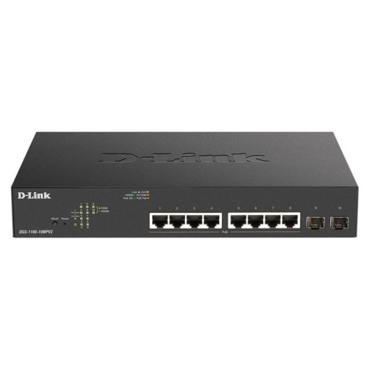 Switch Gestionado D-Link DGS-1100-10MPV2/E 8 Ports Gigabit PoE+ 2 SFP