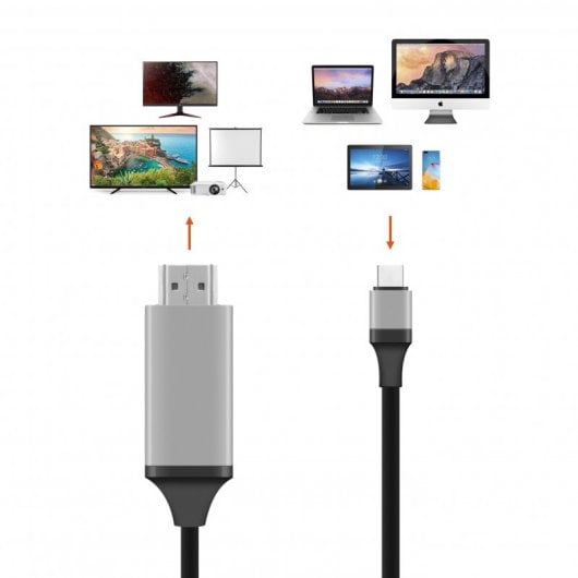 PcCom Essential Cable USB-C a HDMI 4K 1.8 m Negro