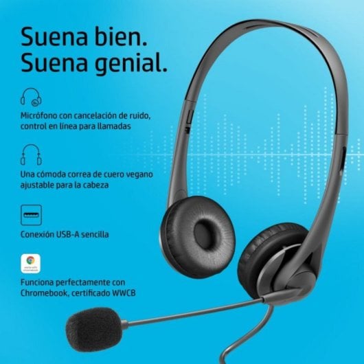 Auriculares HP G2 com fio USB-A para Escritório com Cancelamento de Ruído e Microfone Pretos