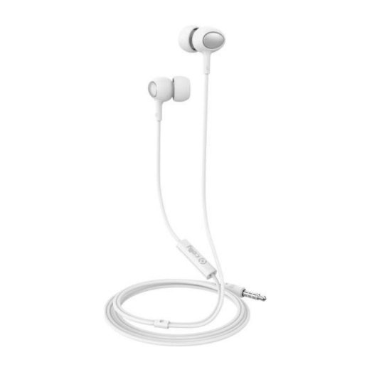 Auriculares Celly UP500 con cable redondo, micrófono integrado y control remoto, blancos