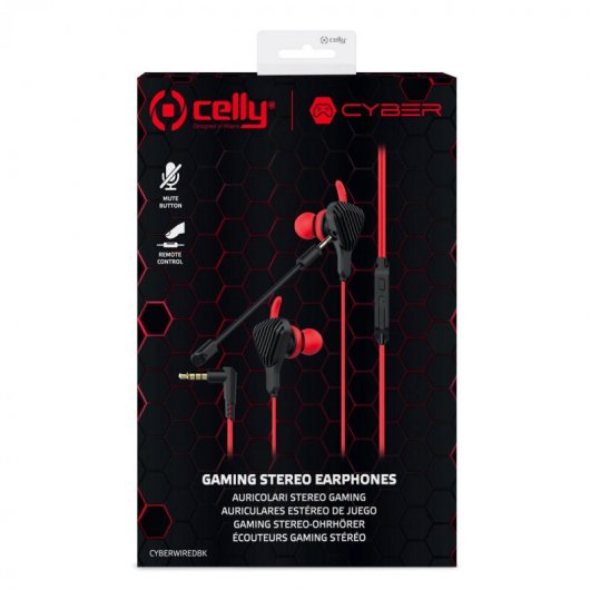 Celly CyberWired Auriculares Gaming Negros/Rojos