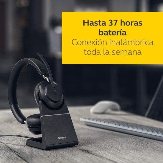 Auricolari Jabra Evolve2 65 Wireless Bluetooth per Ufficio con Cancellazione Rumore, Nero