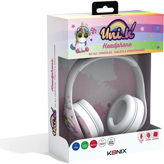 Konix Be Magic Unicorn Casque de jeu Blanc/Rose