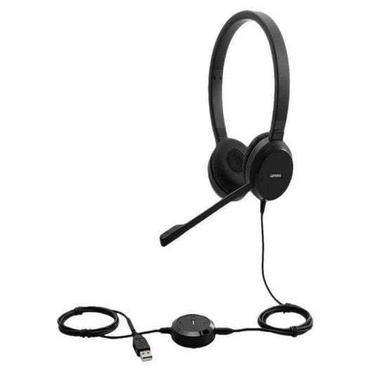 Casque Lenovo Pro VoIP filaire USB et jack stéréo pour bureau ou call center noir