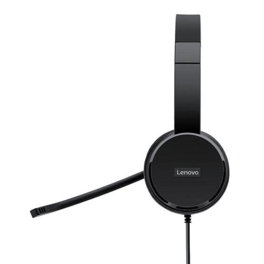 Auriculaires Lenovo 100 filaires USB-A pour bureau avec microphone antibruit passif noirs