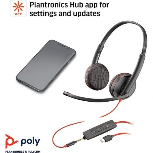 POLY Blackwire C3225 Casque Avec fil Arceau Bureau/Centre d'appels USB Type-C Noir