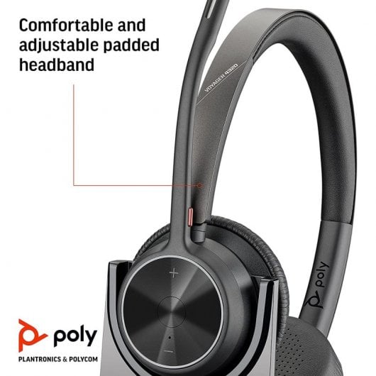 Poly Voyager 4320 UC Headset Sem Fios com Base de Carga Preto