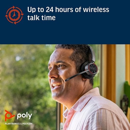 Poly Voyager 4320 UC Headset Sem Fios com Base de Carga Preto