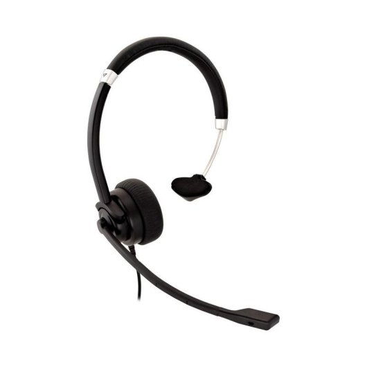 Auriculares V7 Deluxe Mono con cable 3,5 mm, cancelación de ruido, micrófono omnidireccional, oficina, negro y plata
