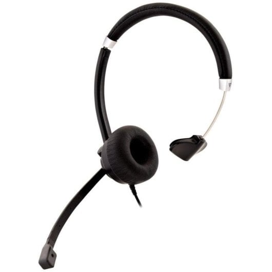 Auriculares V7 Deluxe Mono con cable 3,5 mm, cancelación de ruido, micrófono omnidireccional, oficina, negro y plata