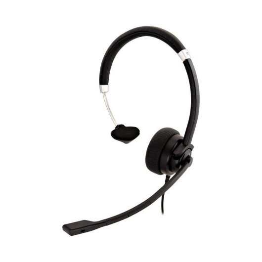 Auriculares V7 Deluxe Mono con cable 3,5 mm, cancelación de ruido, micrófono omnidireccional, oficina, negro y plata