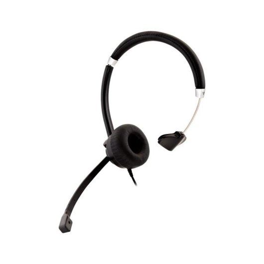 Auriculares V7 Deluxe Mono con cable 3,5 mm, cancelación de ruido, micrófono omnidireccional, oficina, negro y plata