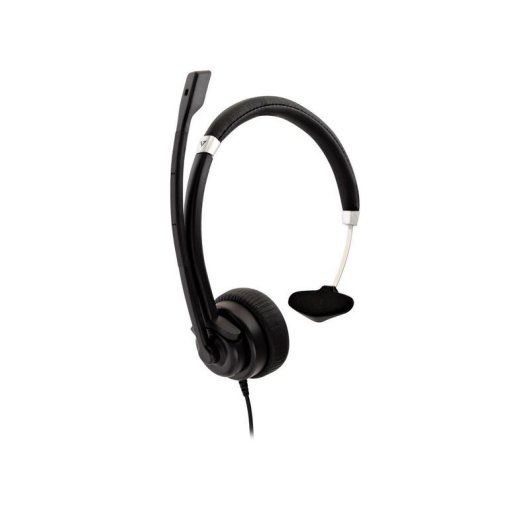 Auriculares V7 Deluxe Mono con cable 3,5 mm, cancelación de ruido, micrófono omnidireccional, oficina, negro y plata