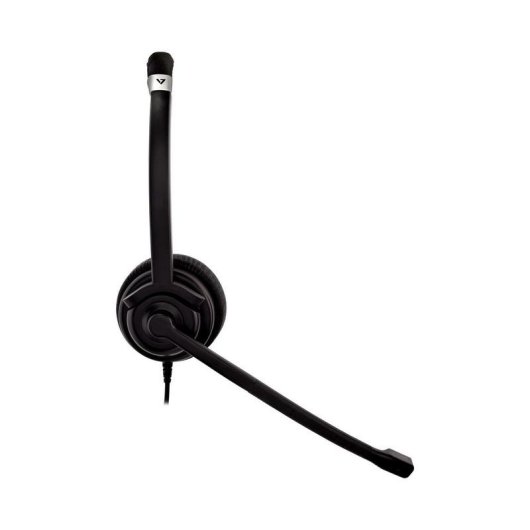 Auriculares V7 Deluxe Mono con cable 3,5 mm, cancelación de ruido, micrófono omnidireccional, oficina, negro y plata