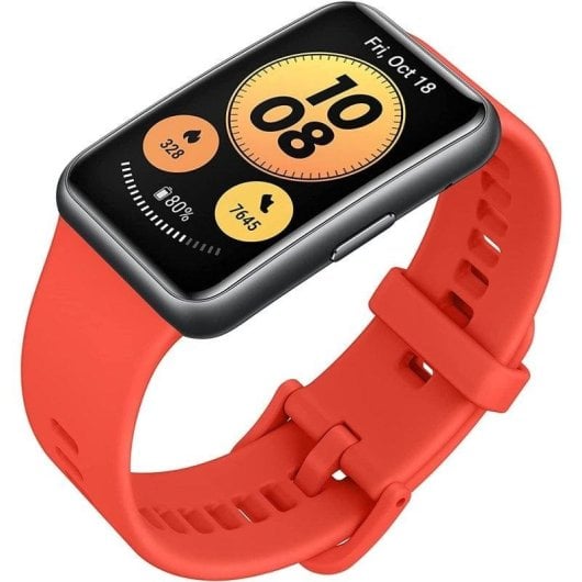 Huawei Watch Fit Bluetooth GPS 30mm AMOLED Rouge Pomelo Étanche 5ATM Pulsomètre SpO2