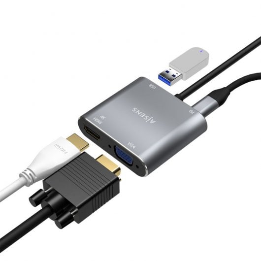 Aisens A109-0626 Adattatore da USB-C a HDMI/VGA/USB-C/USB 3.0 15 cm Grigio