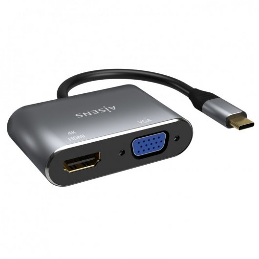 Aisens A109-0627 Adaptador USB-C a VGA/HDMI 15cm Gris
