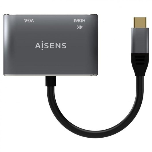 Adaptador USB-C a VGA/HDMI 4K Aisens 15cm Gris