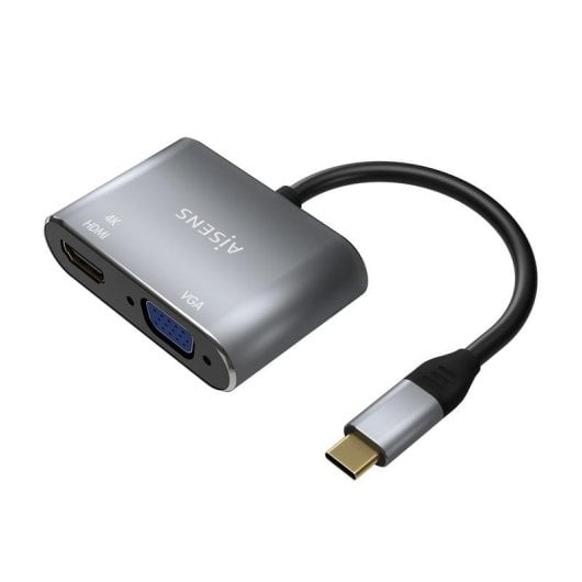 Adaptador USB-C a VGA/HDMI 4K Aisens 15cm Gris
